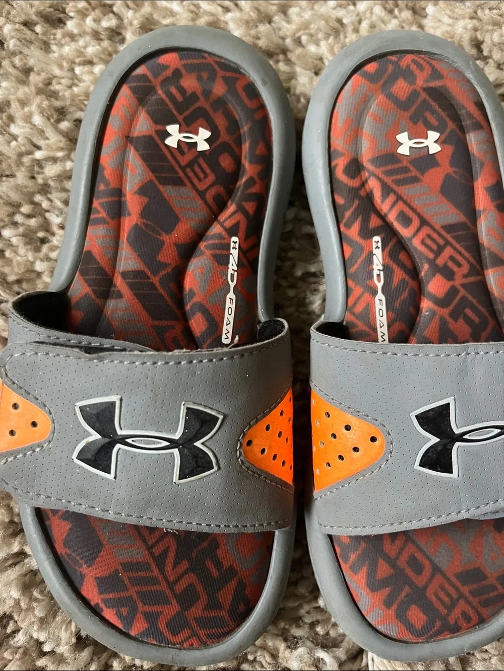 Under Armour Kids' Gray & Orange Slide Sandals